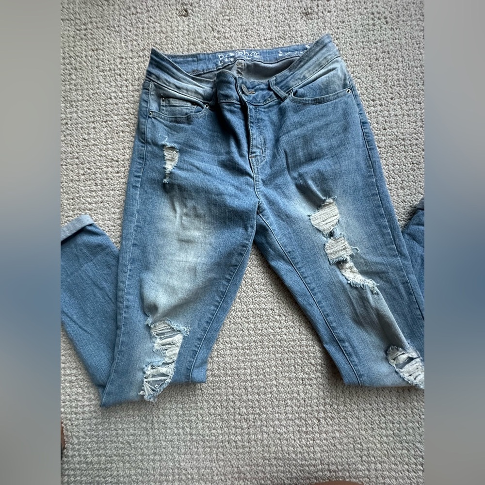 Casual Distressed Light Blue Boyfriend Jeans